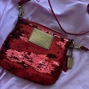 Coach Red Sequin Crossbody Bag